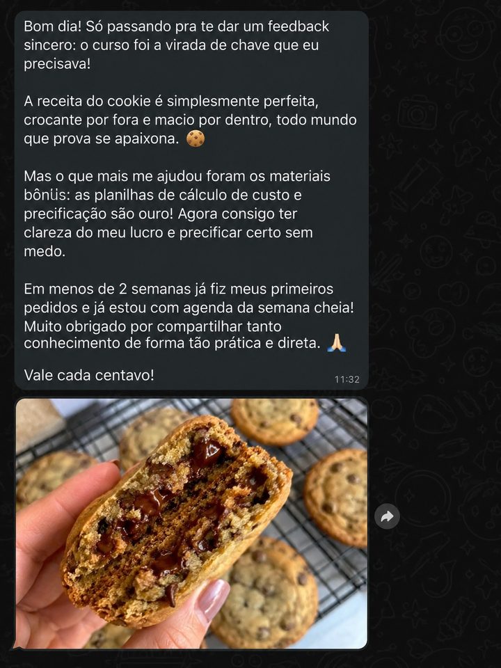 Depoimento de aluno no WhatsApp