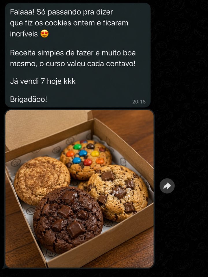 Depoimento de aluno no WhatsApp: já vendeu 7 no primeiro dia